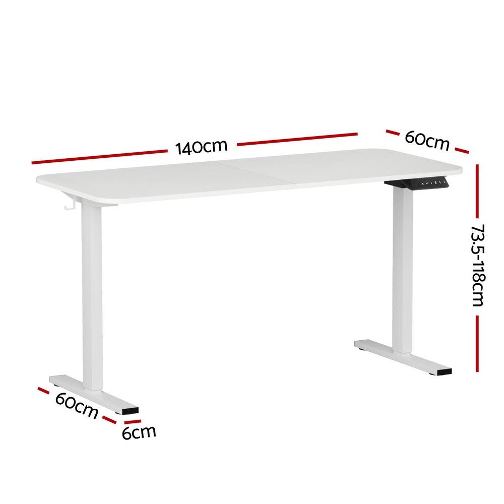 Artiss Electric Standing Desk 140cm Adjustable Height Motorised Home Office Desk White Awezingly