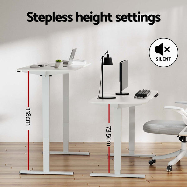 Artiss Electric Standing Desk 140cm Adjustable Height Motorised Home Office Desk White Awezingly