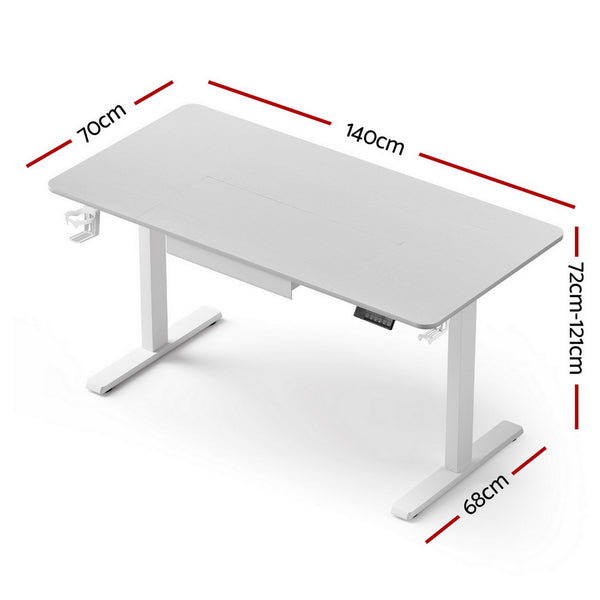 Artiss Electric Standing Desk 140cm Adjustable Height Motorised Home Office Desk Drawer Awezingly
