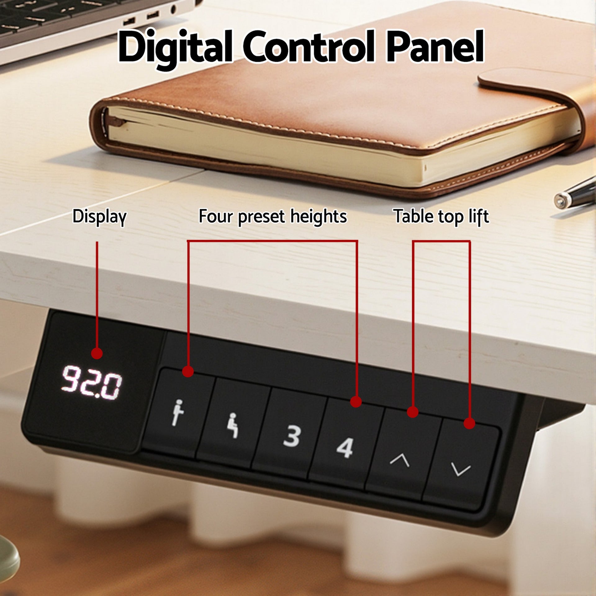 Artiss Electric Standing Desk 140cm Adjustable Height Motorised Home Office Desk Drawer Awezingly