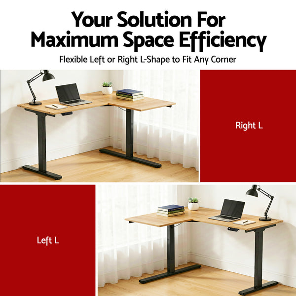 Artiss L-Shape Electric Standing Desk Sit Stand Up Height Adjustable Motorised Awezingly