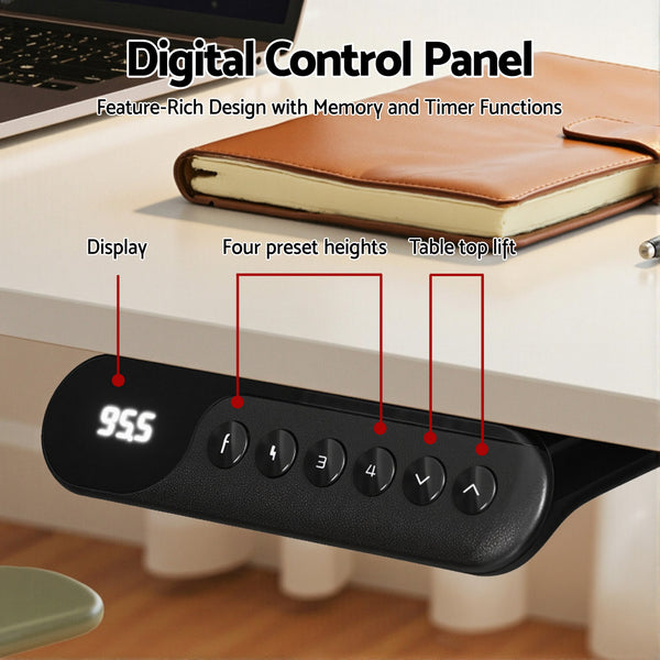 Artiss L-Shape Standing Desk Sit Stand Up Height Adjustable Electric Motorised White Awezingly