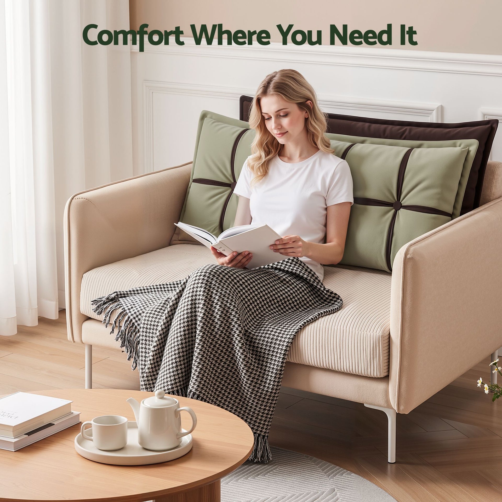 Giselle Bedding Headboard Pillow with Double-Layer Storage Wedge Reading Backrest with Adjustable Filling, Chenille Bed Rest Cushion for Daybed, Dorm, and RV Double Awezingly