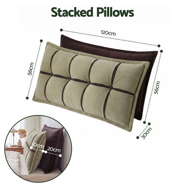 Giselle Bedding Headboard Pillow with Double-Layer Storage Wedge Reading Backrest with Adjustable Filling, Chenille Bed Rest Cushion for Daybed, Dorm, and RV Double Awezingly