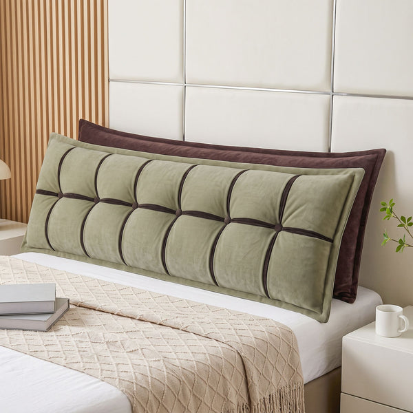 Giselle Bedding Headboard Pillow with Double-Layer Storage Wedge Reading Backrest with Adjustable Filling, Chenille Bed Rest Cushion for Daybed, Dorm, and RV King Awezingly