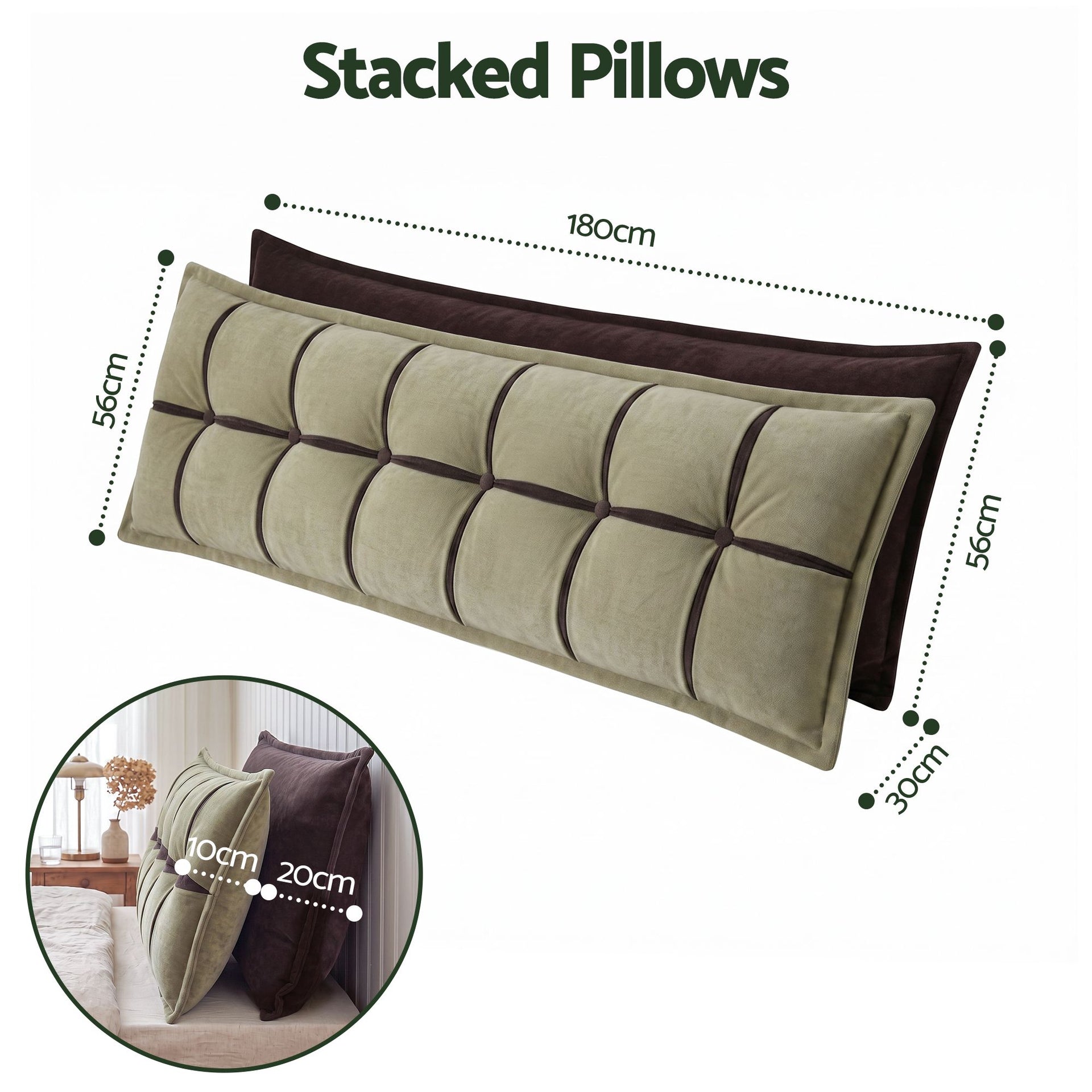 Giselle Bedding Headboard Pillow with Double-Layer Storage Wedge Reading Backrest with Adjustable Filling, Chenille Bed Rest Cushion for Daybed, Dorm, and RV King Awezingly