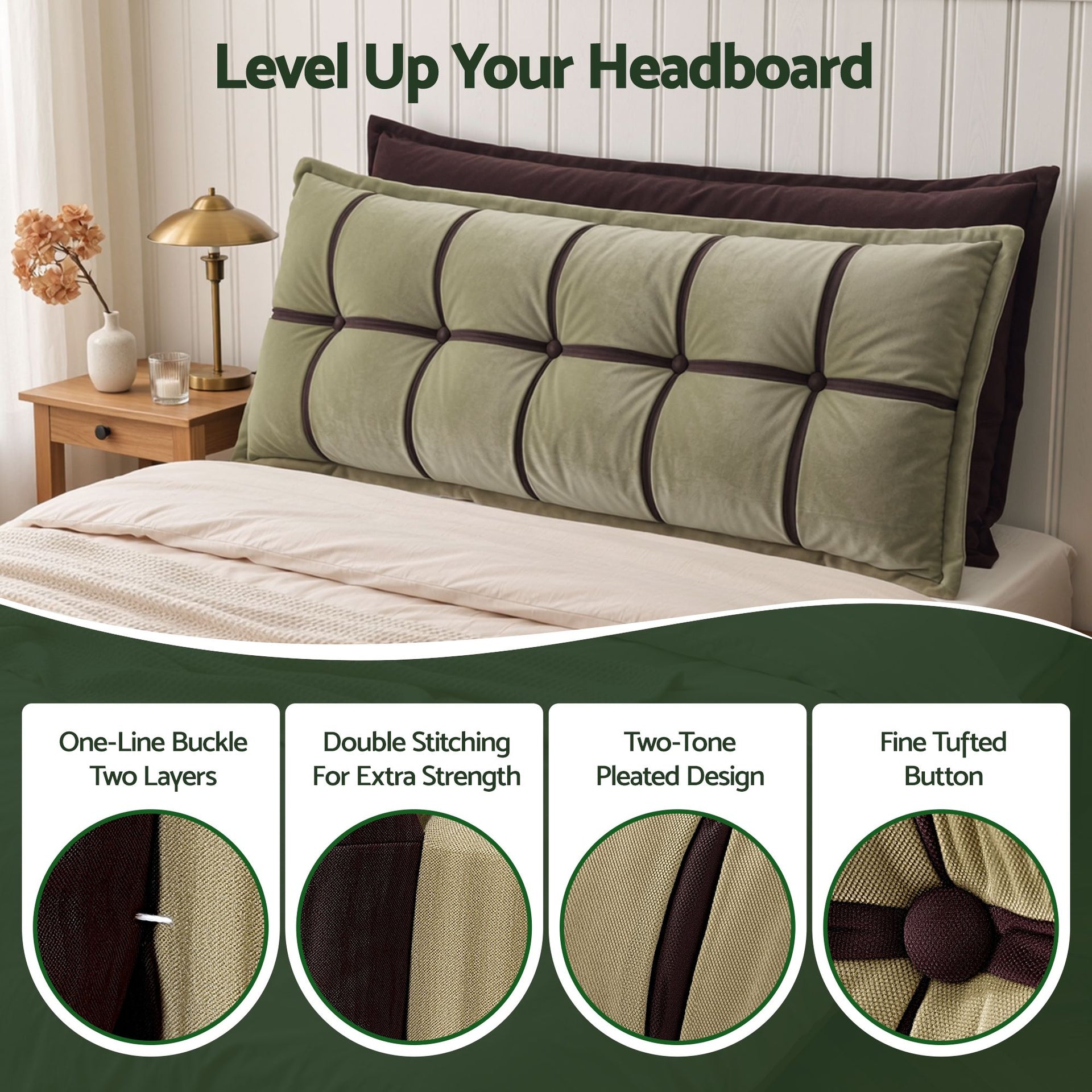 Giselle Bedding Headboard Pillow with Double-Layer Storage Wedge Reading Backrest with Adjustable Filling, Chenille Bed Rest Cushion for Daybed, Dorm, and RV Queen Awezingly