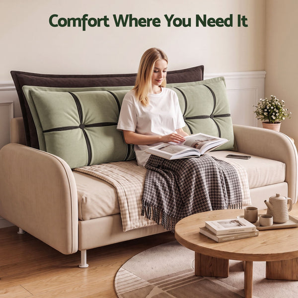 Giselle Bedding Headboard Pillow with Double-Layer Storage Wedge Reading Backrest with Adjustable Filling, Chenille Bed Rest Cushion for Daybed, Dorm, and RV Queen Awezingly