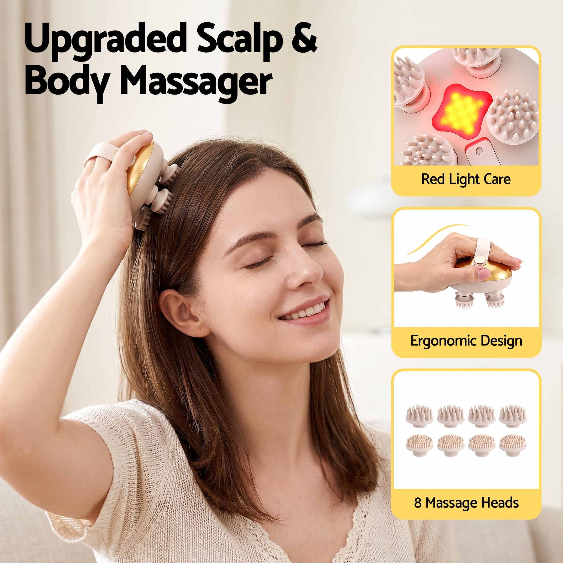 Livemor Scalp Massager Kneading Head Massager Scalp Stress Relax Portable Rechargeable Hair Massager Shower Massage Waterproof Cat Massager Scratcher, Gift for Mom Dad Awezingly