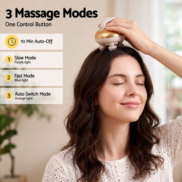 Livemor Scalp Massager Kneading Head Massager Scalp Stress Relax Portable Rechargeable Hair Massager Shower Massage Waterproof Cat Massager Scratcher, Gift for Mom Dad Awezingly
