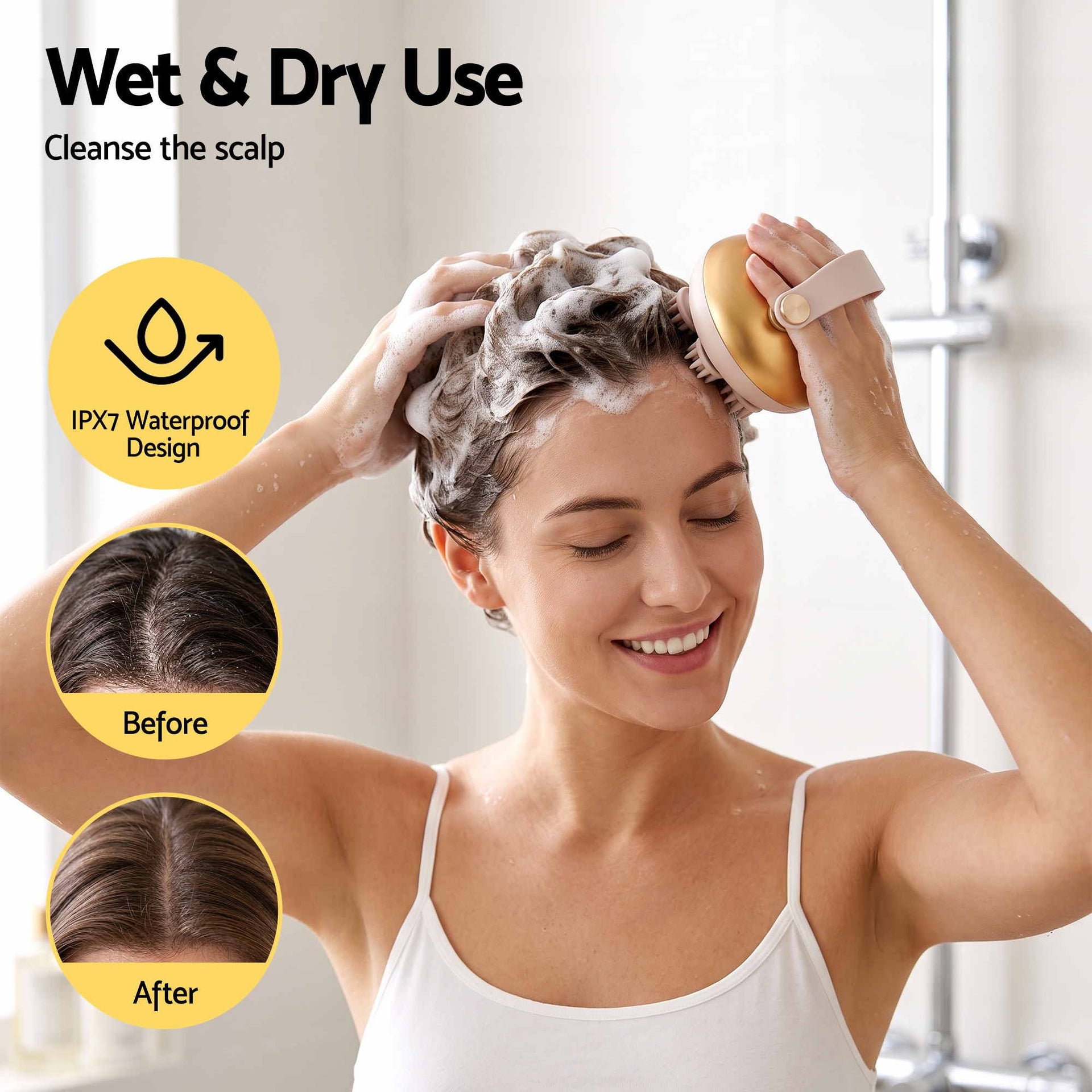 Livemor Scalp Massager Kneading Head Massager Scalp Stress Relax Portable Rechargeable Hair Massager Shower Massage Waterproof Cat Massager Scratcher, Gift for Mom Dad Awezingly