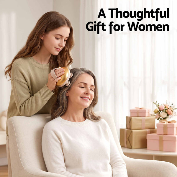 Livemor Scalp Massager Kneading Head Massager Scalp Stress Relax Portable Rechargeable Hair Massager Shower Massage Waterproof Cat Massager Scratcher, Gift for Mom Dad Awezingly
