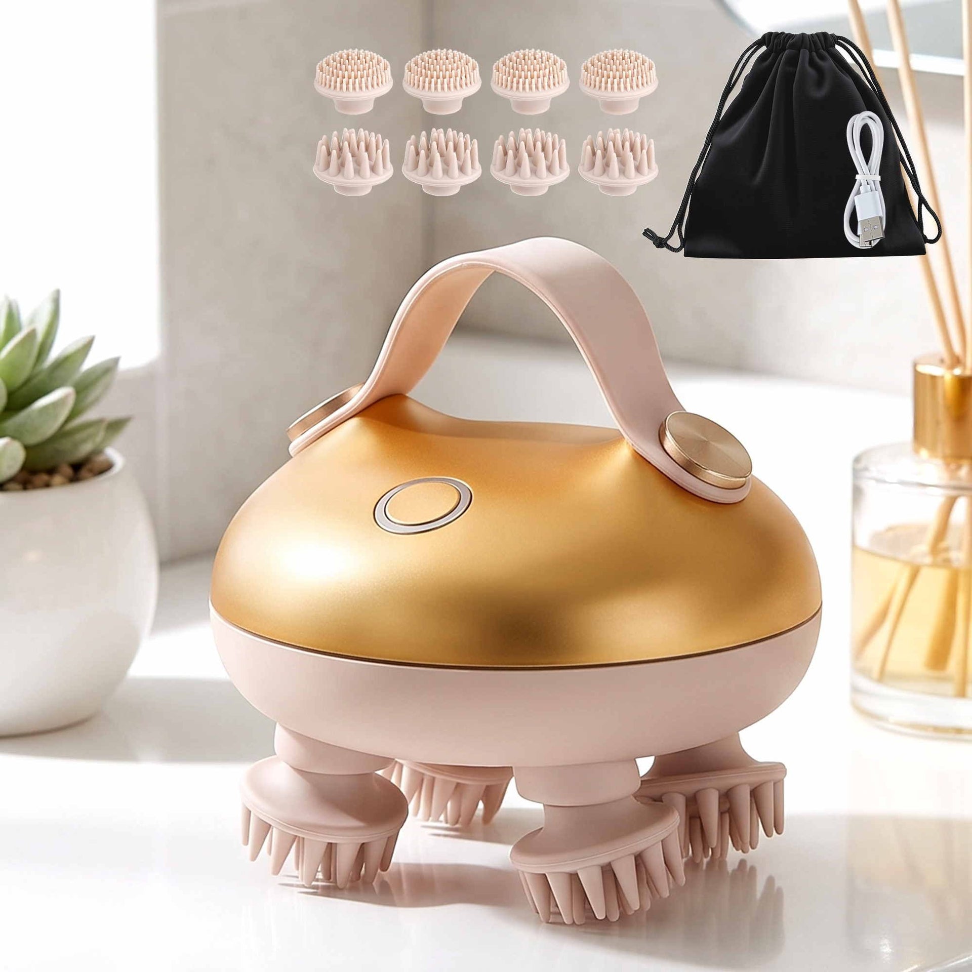 Livemor Scalp Massager Kneading Head Massager Scalp Stress Relax Portable Rechargeable Hair Massager Shower Massage Waterproof Cat Massager Scratcher, Gift for Mom Dad Awezingly