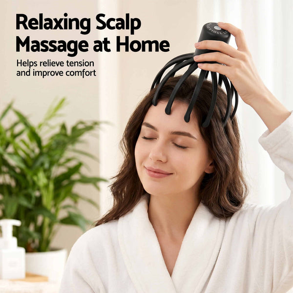 Livemor Head Massager Scalp Electric with 3 Modes, 360 Degree Head Massager Cordless Portable, Head Scratcher for Stress Relax Awezingly