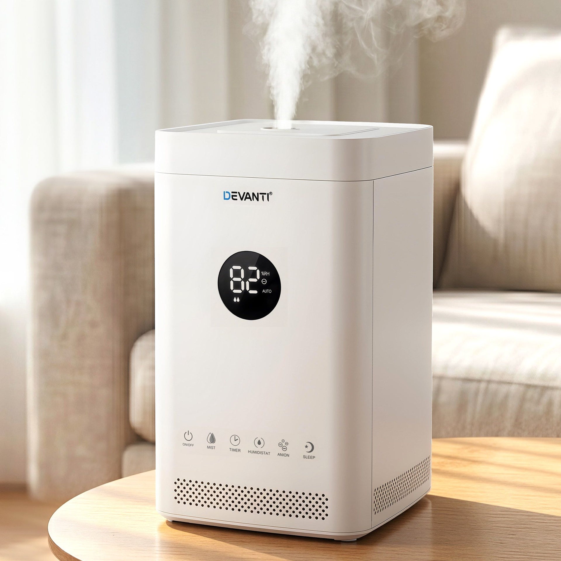Devanti Ultrasonic Humidifier Air Purifier Top Fill Auto Humidity 3.5L White Awezingly