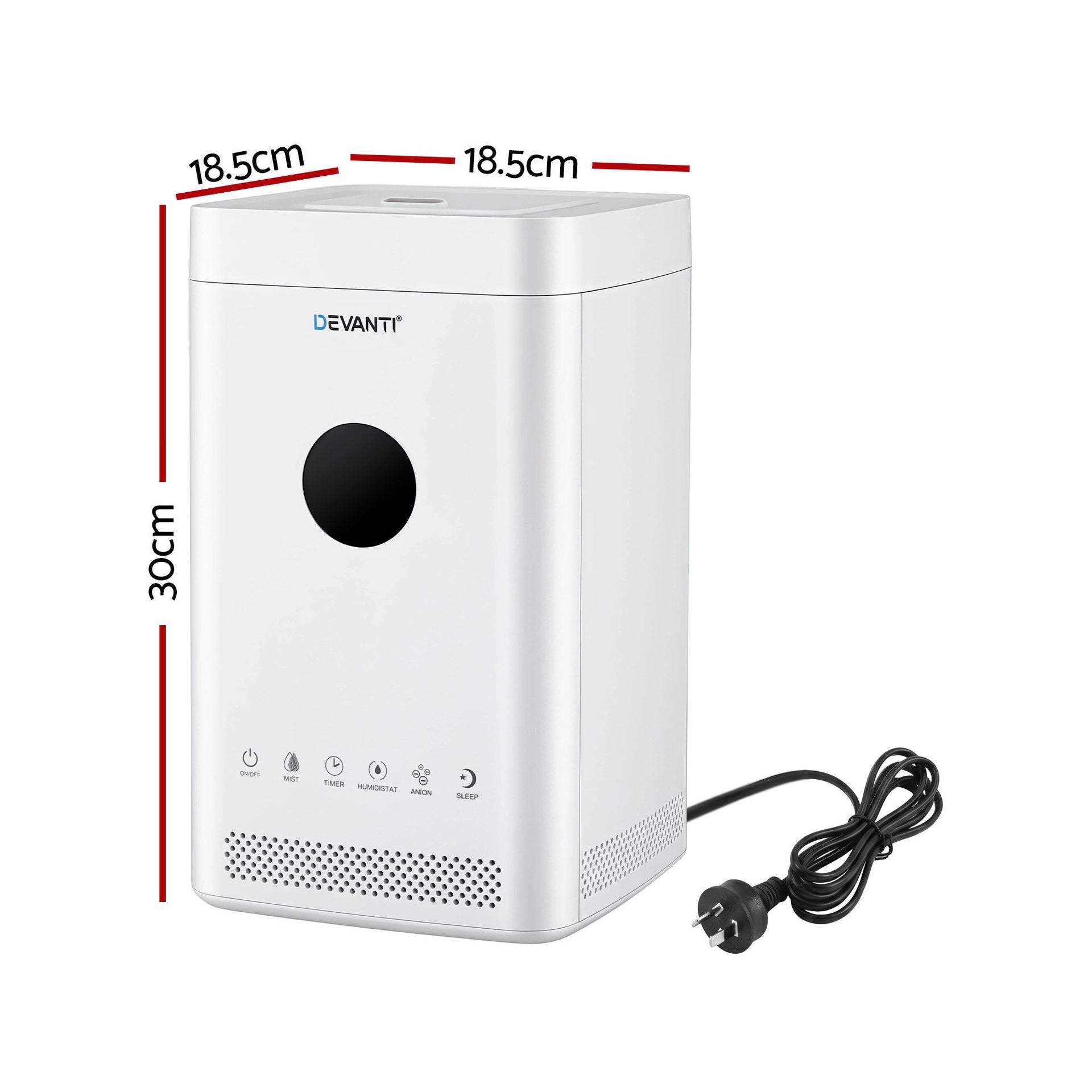 Devanti Ultrasonic Humidifier Air Purifier Top Fill Auto Humidity 3.5L White Awezingly