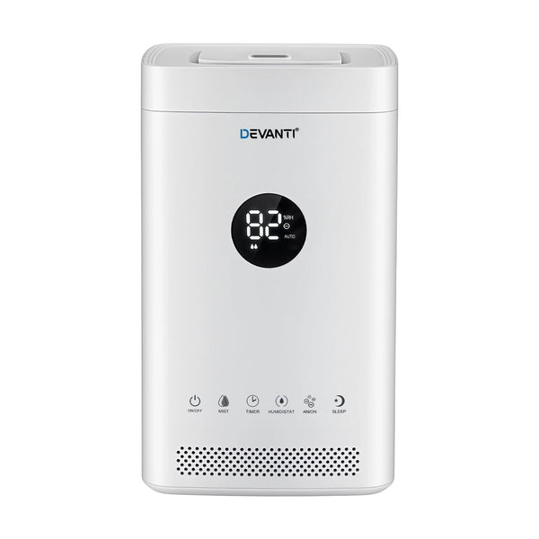 Devanti Ultrasonic Humidifier Air Purifier Top Fill Auto Humidity 3.5L White Awezingly