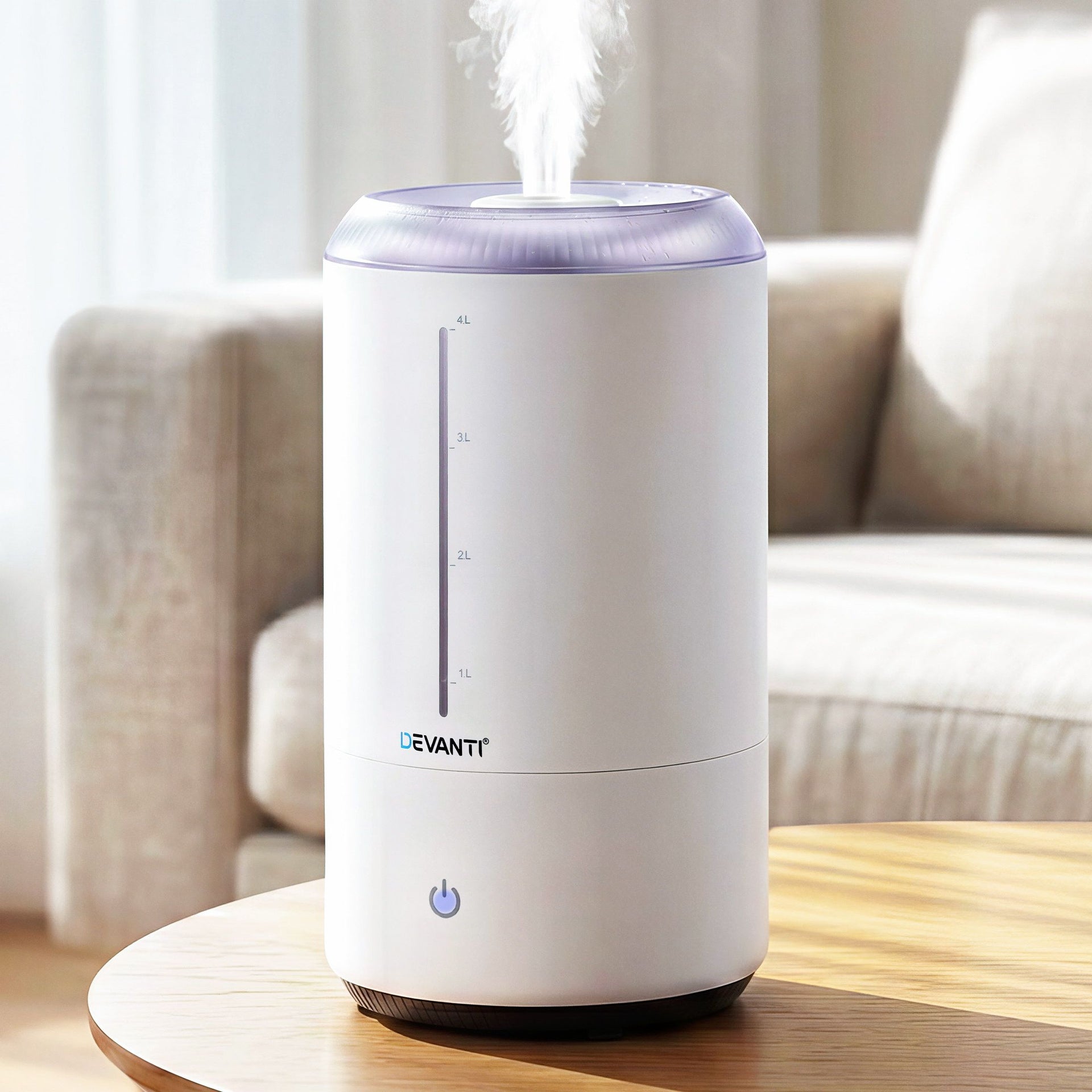 Devanti Ultrasonic Humidifier Aroma Diffuser Top Fill Quiet Bedroom 4L White Devanti
