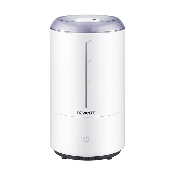 Devanti Ultrasonic Humidifier Aroma Diffuser Top Fill Quiet Bedroom 4L White Devanti