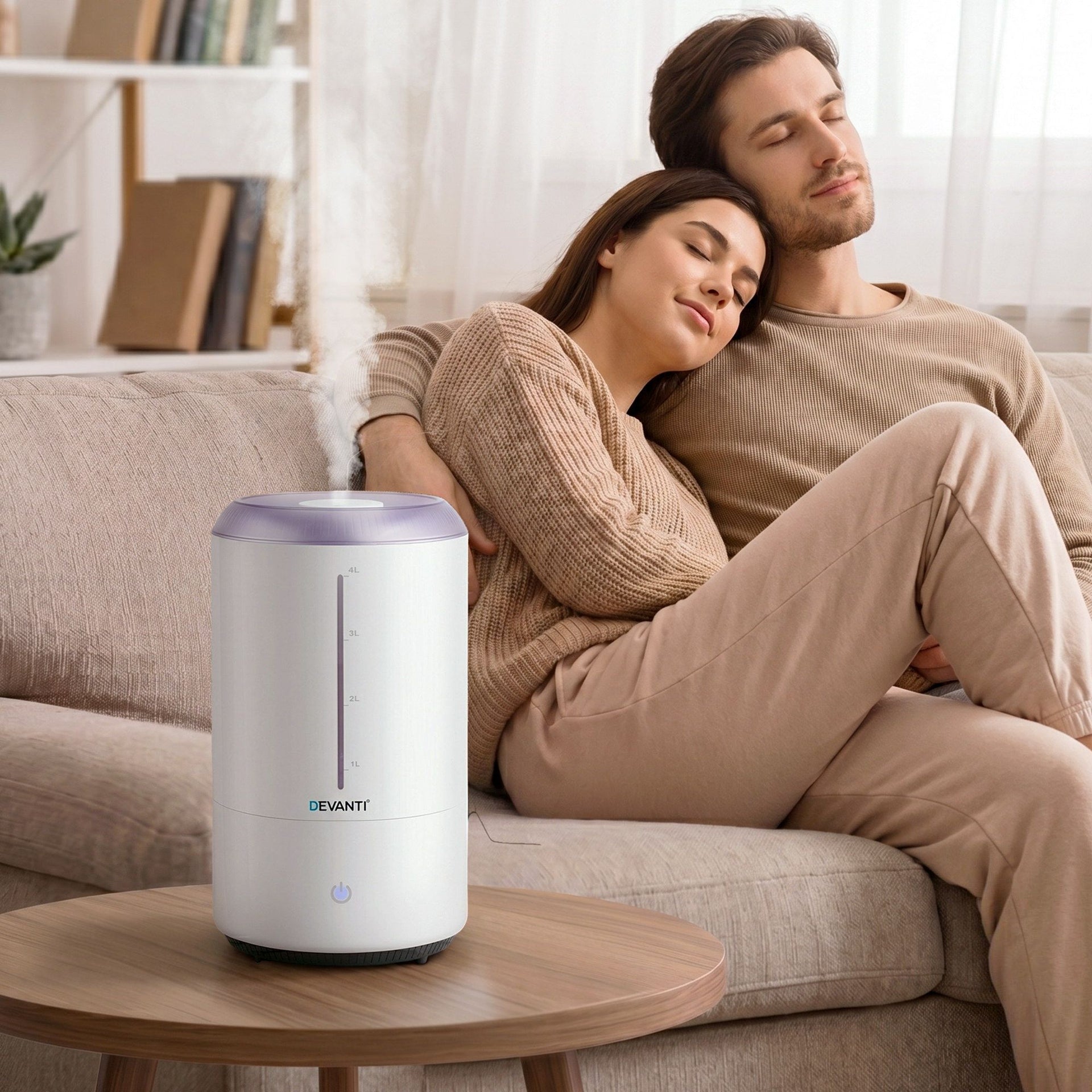 Devanti Ultrasonic Humidifier Aroma Diffuser Top Fill Quiet Bedroom 4L White Devanti