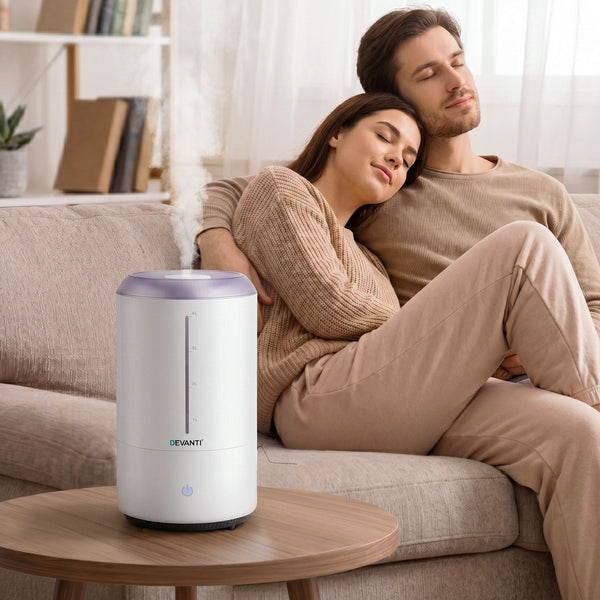 Devanti Ultrasonic Humidifier Aroma Diffuser Top Fill Quiet Bedroom 4L White Devanti