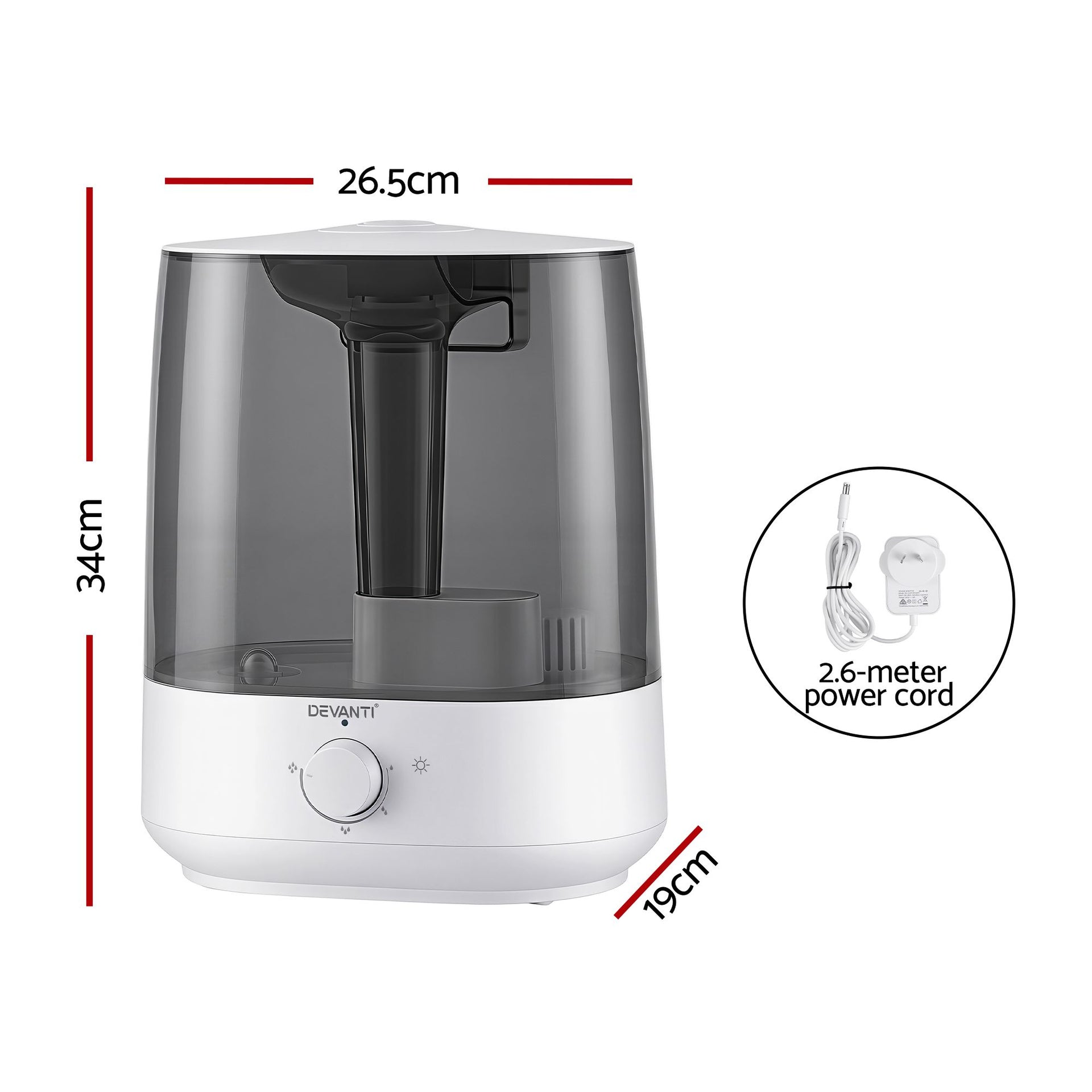 Devanti Ultrasonic Humidifier Aroma Diffuser Top Fill Quiet Bedroom 6L Awezingly