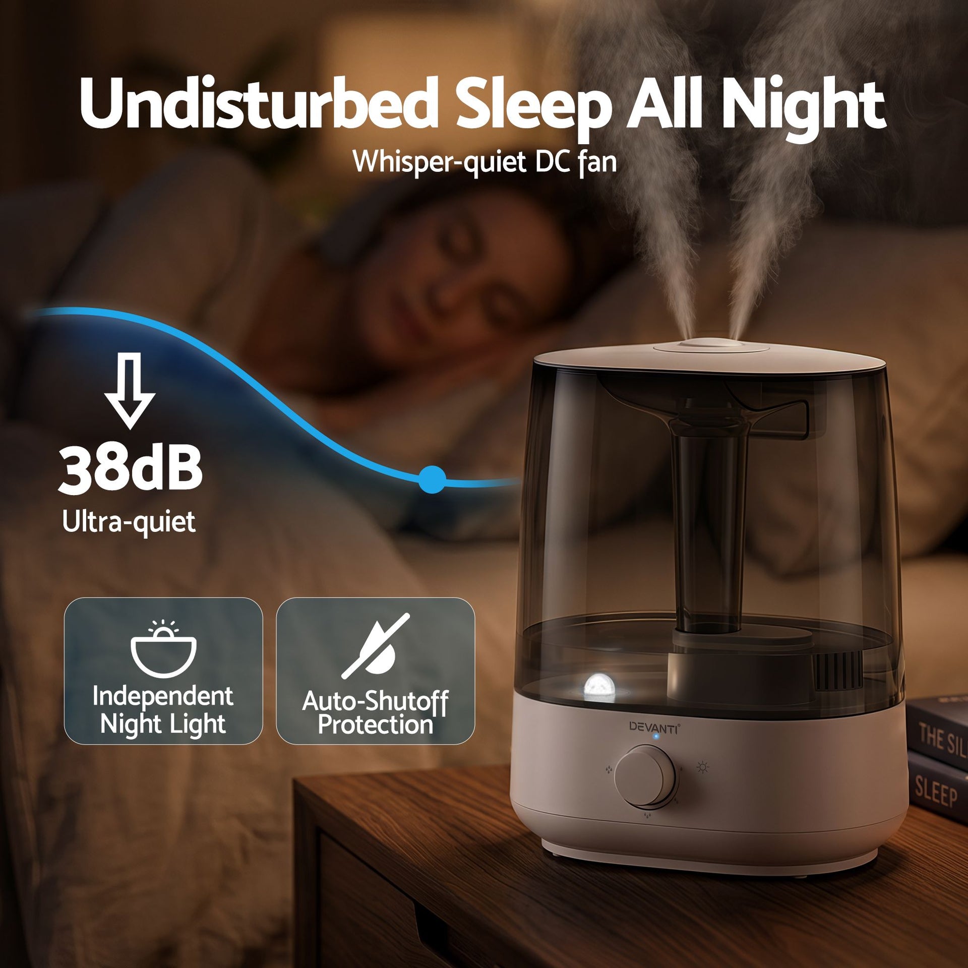 Devanti Ultrasonic Humidifier Aroma Diffuser Top Fill Quiet Bedroom 6L Awezingly