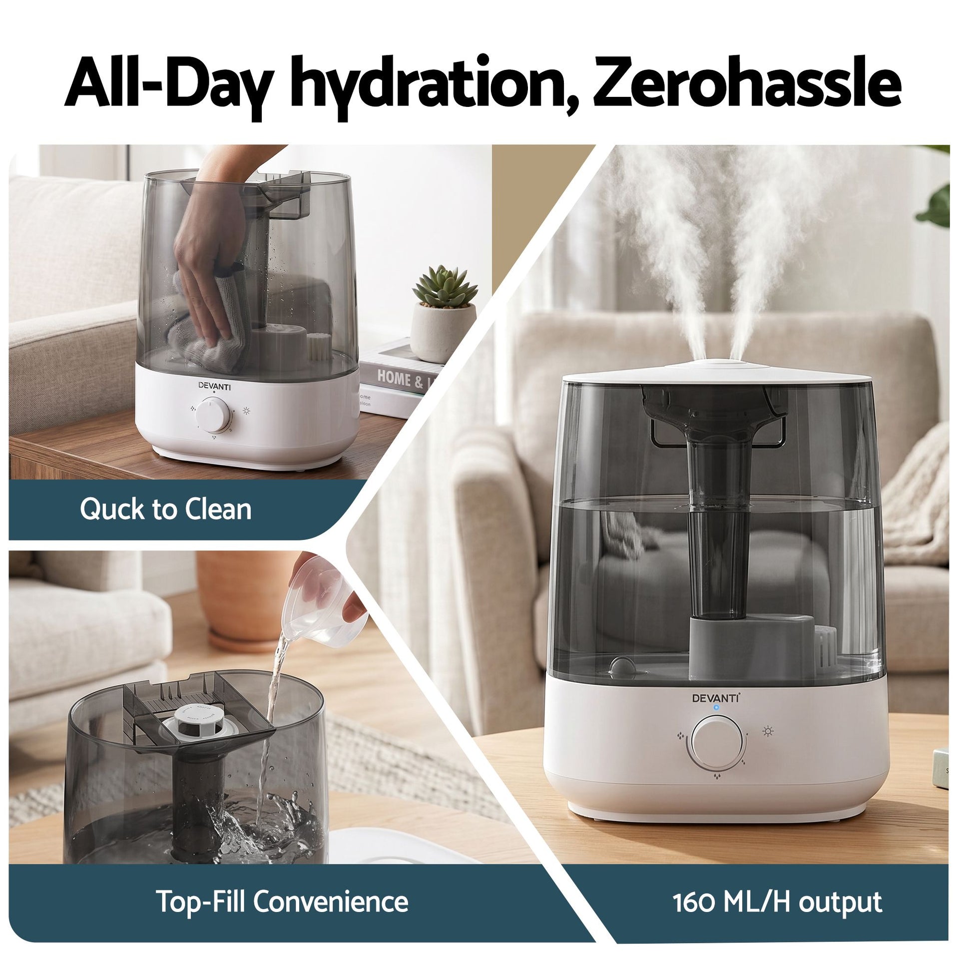 Devanti Ultrasonic Humidifier Aroma Diffuser Top Fill Quiet Bedroom 6L Awezingly