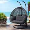 Gardeon Outdoor Swing Chair Hanging Rattan Patio Furniture Pod Stand Cushion 2 Seater