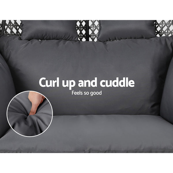 Gardeon Outdoor Swing Chair Hanging Rattan Patio Furniture Pod Stand Cushion 2 Seater Awezingly