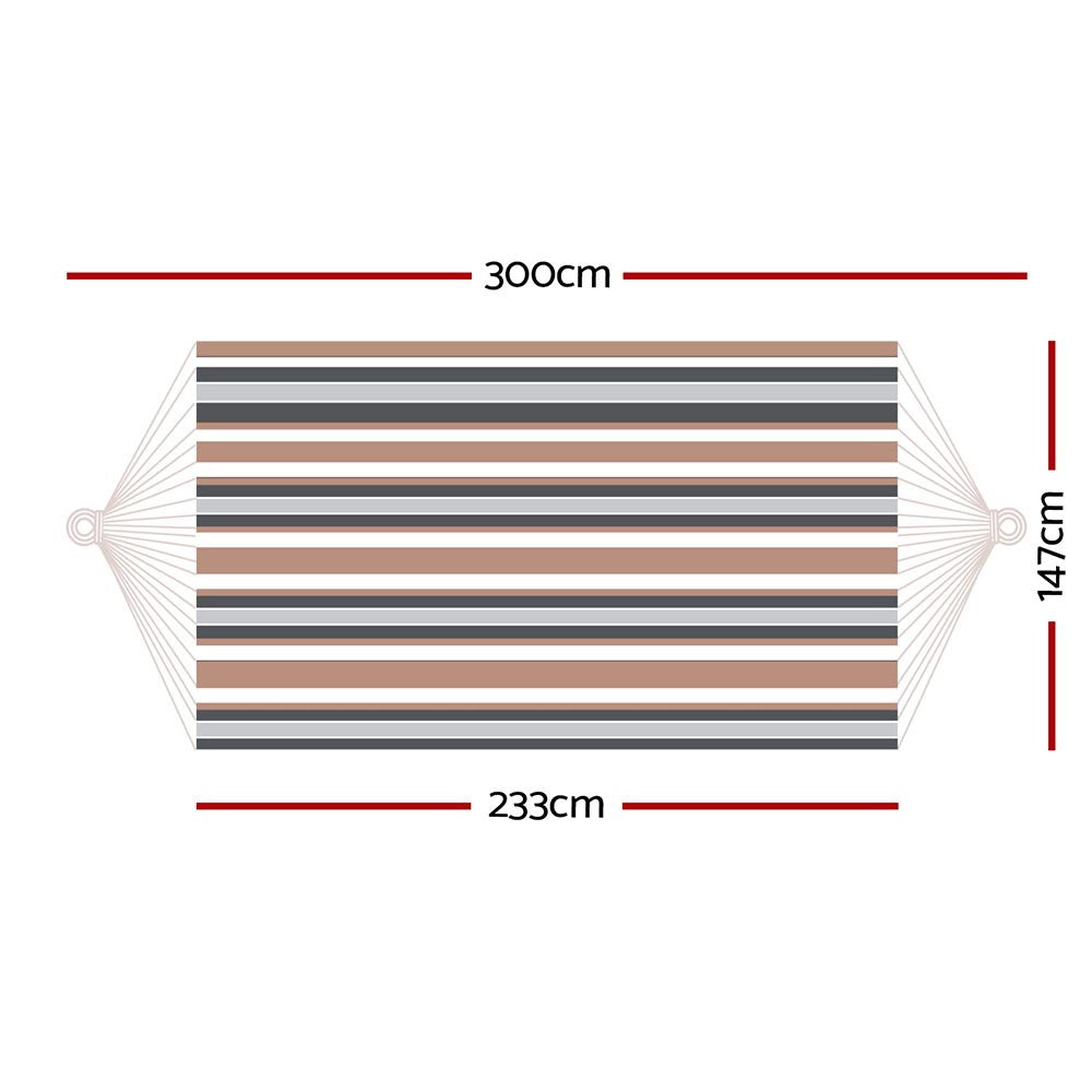 Gardeon Hammock Bed Outdoor Camping Hammocks Beige Grey Gardeon