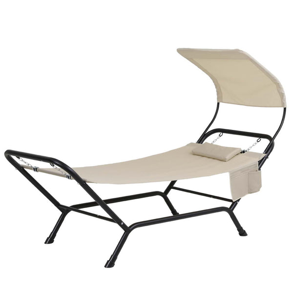Gardeon Hammock Bed w/ Stand Sun Lounge Chair Beige Gardeon