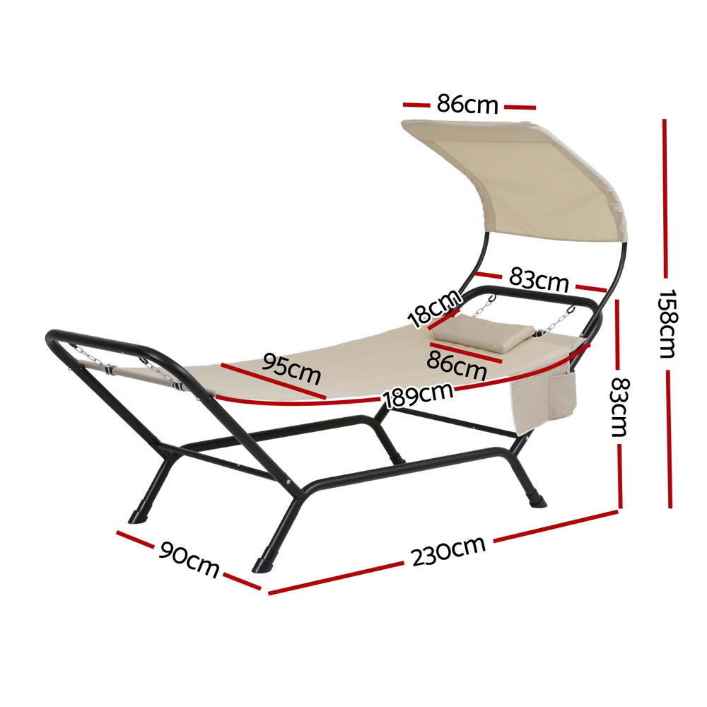Gardeon Hammock Bed w/ Stand Sun Lounge Chair Beige Gardeon