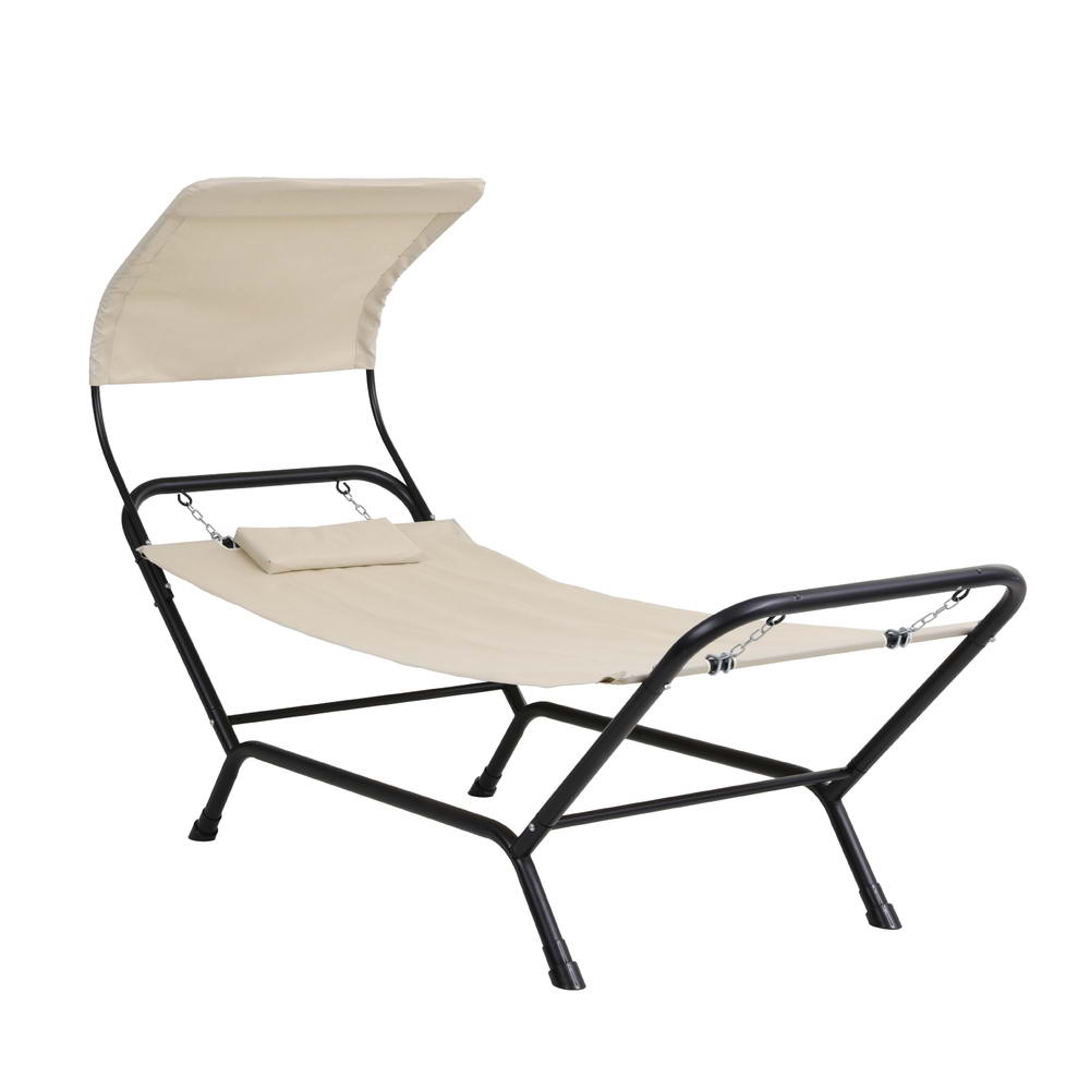 Gardeon Hammock Bed w/ Stand Sun Lounge Chair Beige Gardeon