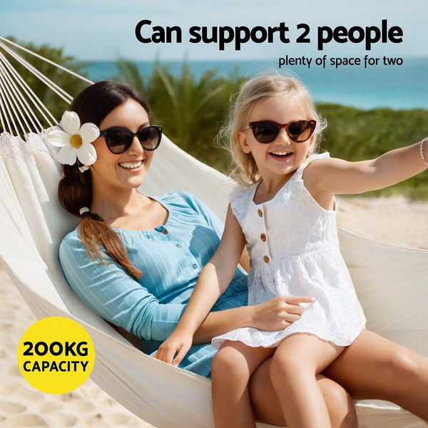 Gardeon Hammock Bed w/ Travel Bag Outdoor Lounge Chair Cream Gardeon