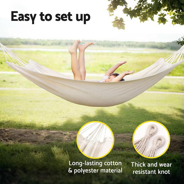 Gardeon Hammock Bed w/ Travel Bag Outdoor Lounge Chair Cream Gardeon