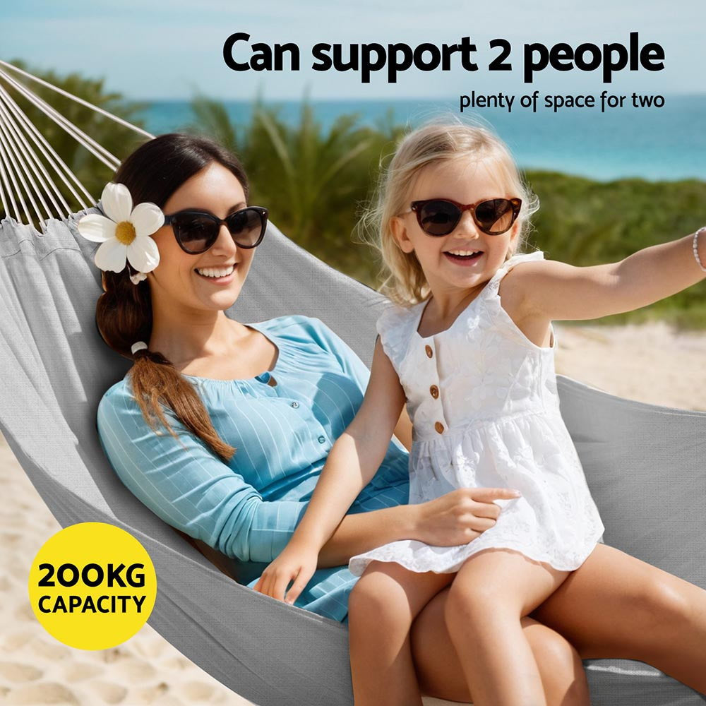 Gardeon Hammock Bed w/ Travel Bag Outdoor Lounge Chair Grey Gardeon