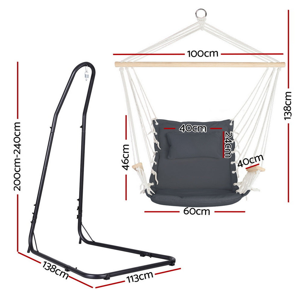 Gardeon Hammock Chair with Heavy Duty Steel Stand Gardeon