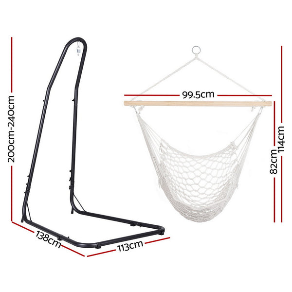 Gardeon Hammock Hanging Chair with Heavy Duty Steel Stand Gardeon