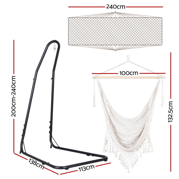 Gardeon Hammock Hanging Chair with Heavy Duty Steel Stand Gardeon