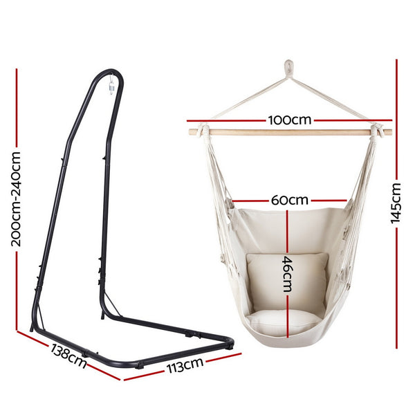 Gardeon Hammock Chair with Heavy Duty Steel Stand Gardeon