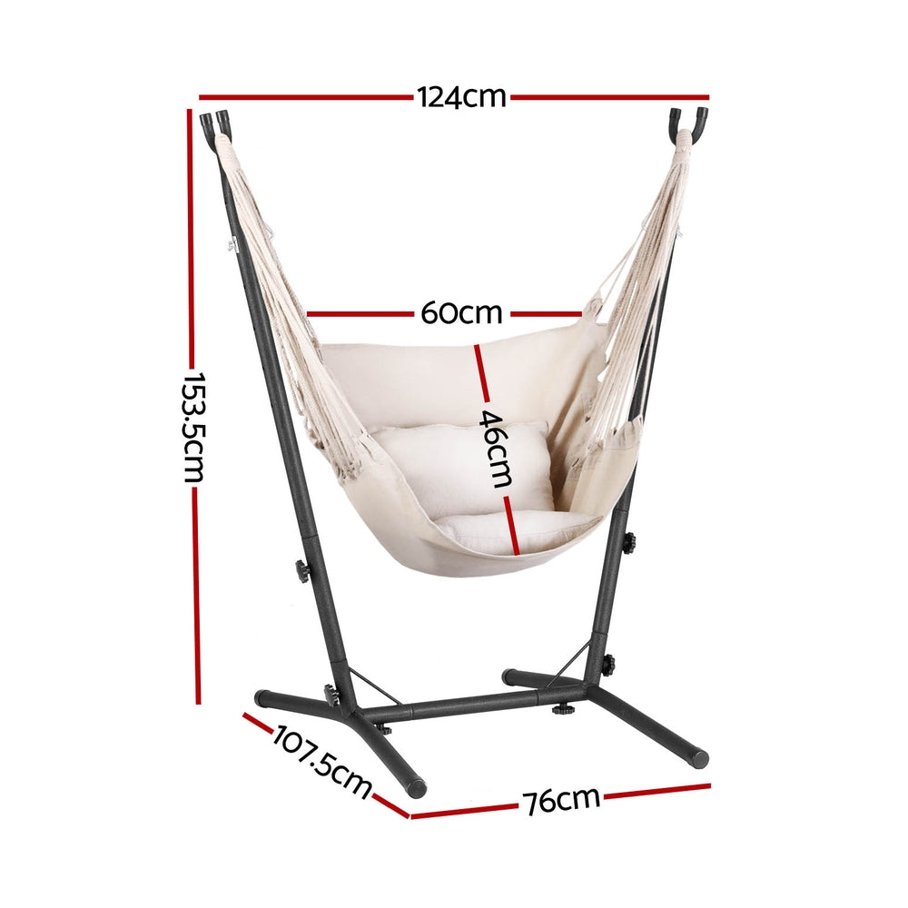 Gardeon Hammock Chair Outdoor Camping Hanging with Stand Cream Gardeon