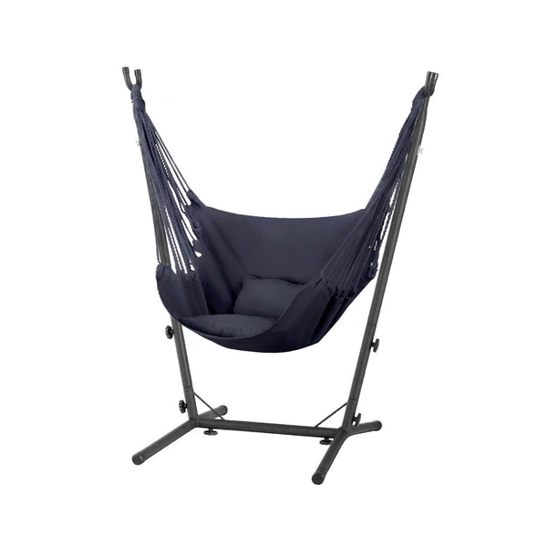 Gardeon Hammock Chair Outdoor Camping Hanging with Stand Grey Gardeon