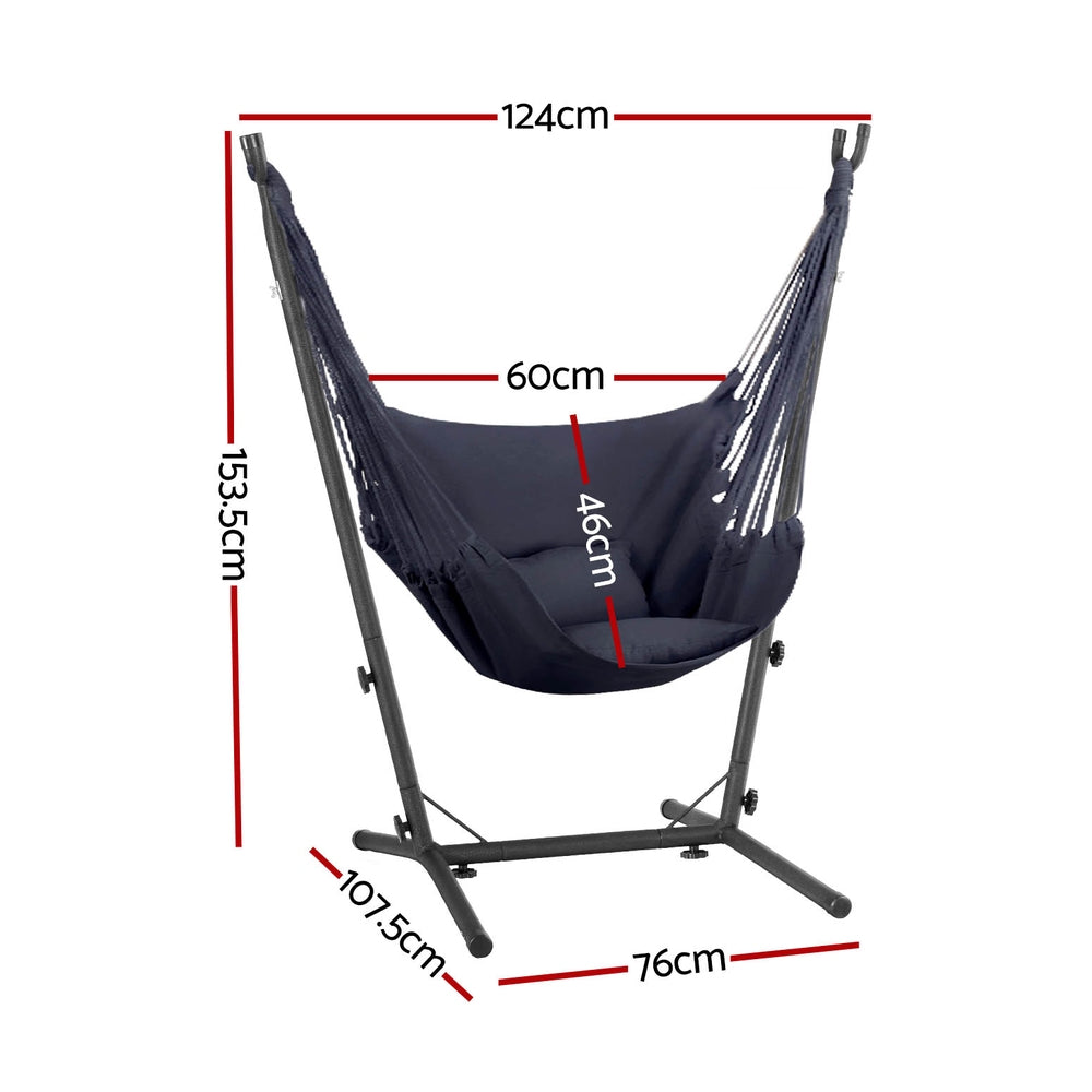 Gardeon Hammock Chair Outdoor Camping Hanging with Stand Grey Gardeon