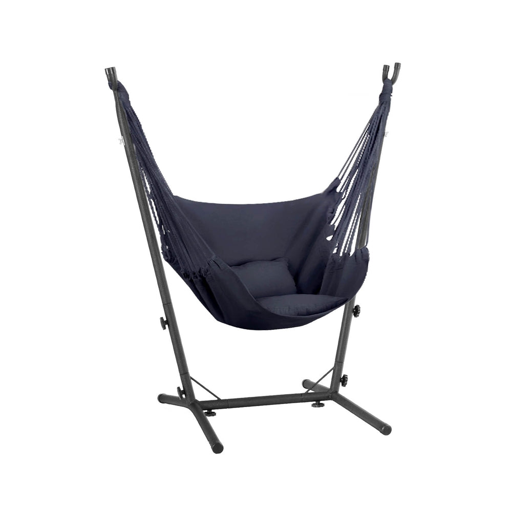 Gardeon Hammock Chair Outdoor Camping Hanging with Stand Grey Gardeon
