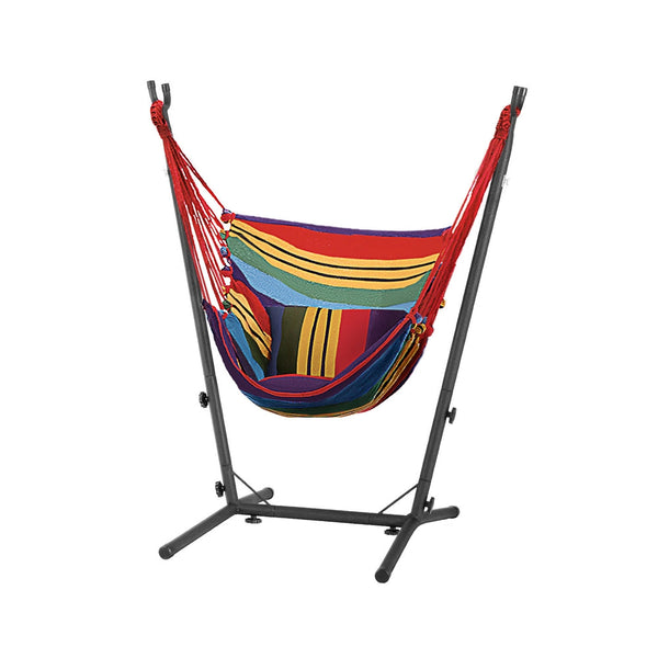 Gardeon Hammock Chair Outdoor Camping Hanging with Stand Rainbow Gardeon