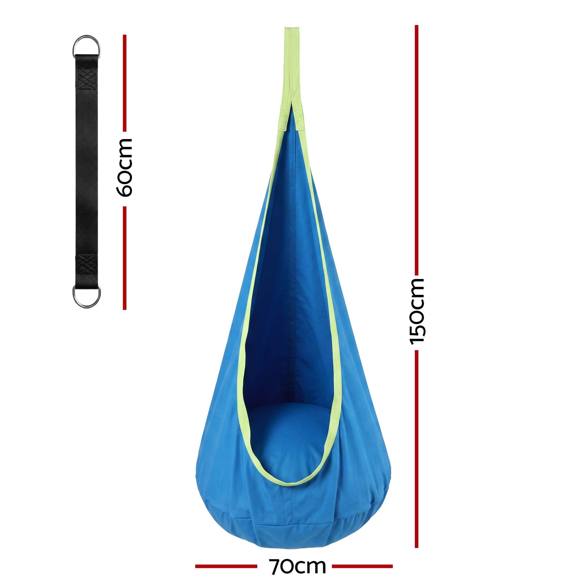 Gardeon Kids Hammock Chair Camping 70cmx150cm with Cushion Storage Bag Blue Awezingly