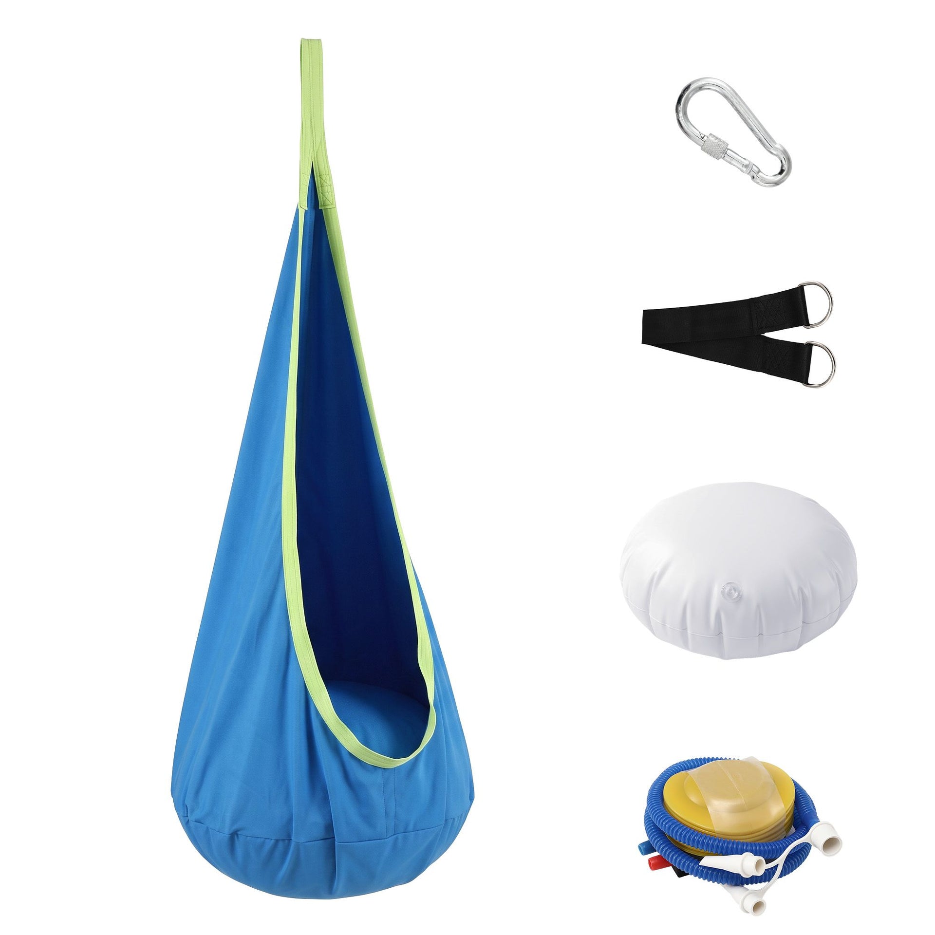 Gardeon Kids Hammock Chair Camping 70cmx150cm with Cushion Storage Bag Blue Awezingly