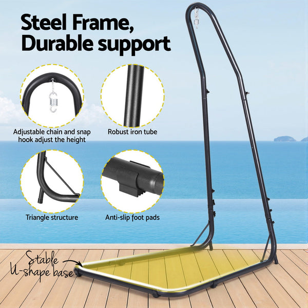 Gardeon Hammock Chair Stand Heavy Duty Steel Frame Black Awezingly