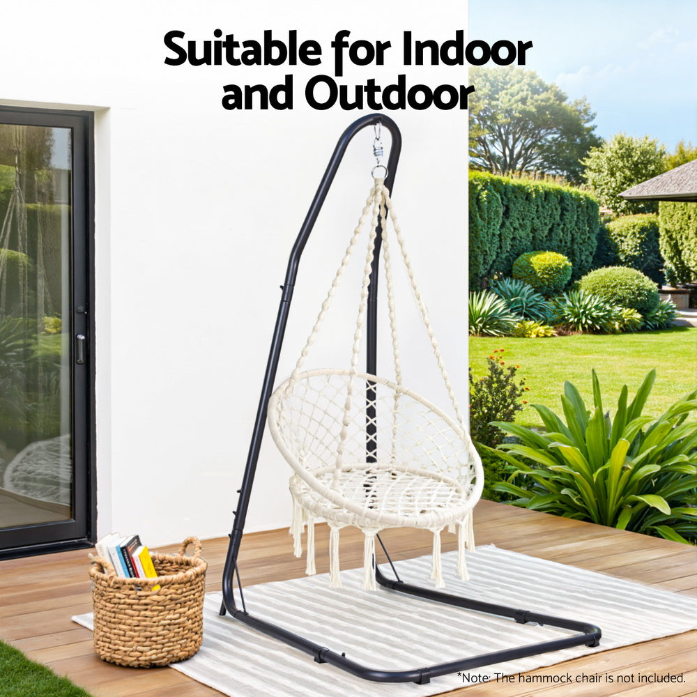 Gardeon Hammock Chair Stand Heavy Duty Steel Frame Black Awezingly